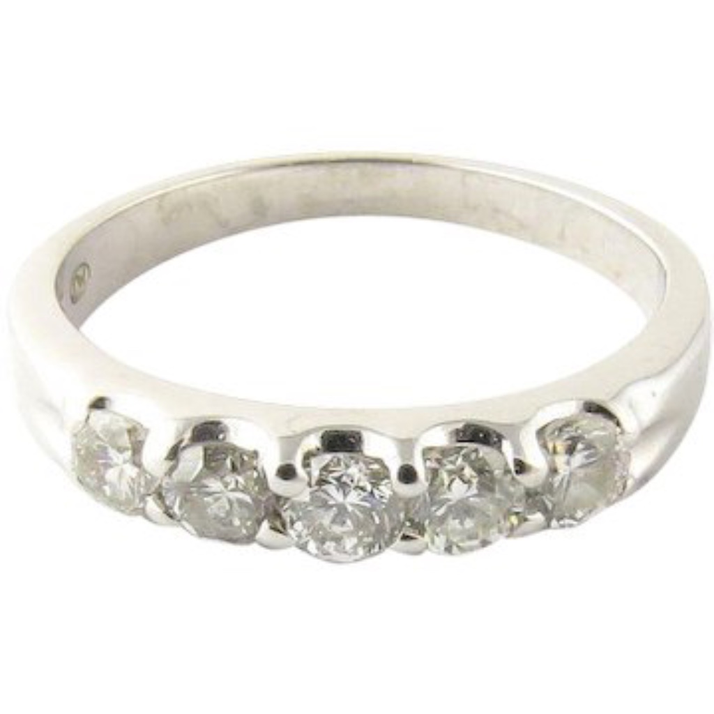 Vintage 14 Karat White Gold Diamond Wedding Band Size 5 #4526